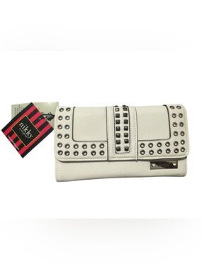 Nikky White Studded Clutch Wallet